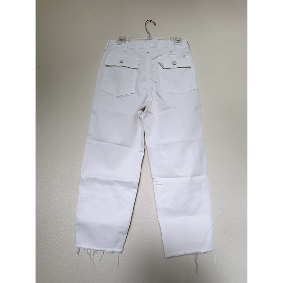 MOTHER Denim Patch Pocket Private Ankle Fray in Cream Puffs White Porkchop Wide - Picture 16 of 16